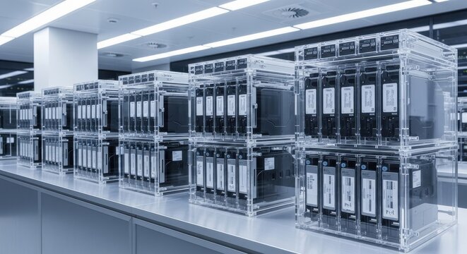 Array of Clear Stackable Archive Modules for Data Storage Technology