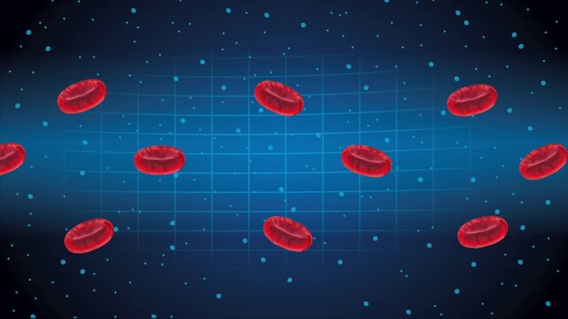 Red blood cells flowing in bloodstream animation science medical concept healthcare.