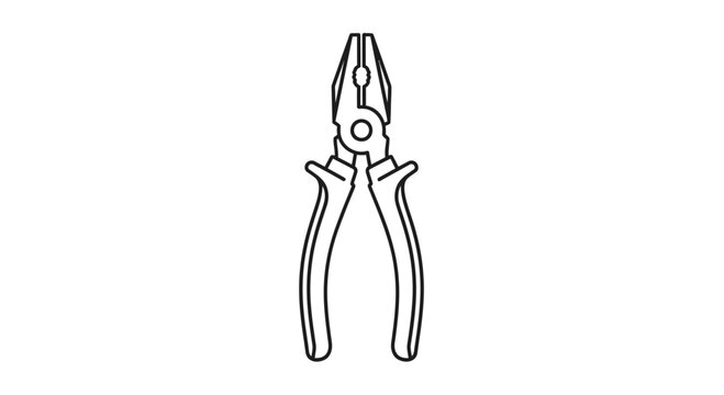 Black outline illustration of combination pliers on a white background