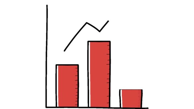 A visual representation of upward trending data shown on a simple bar graph with a line graph overlay