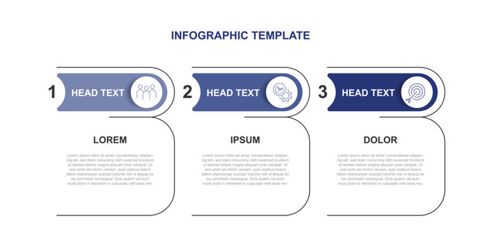 3 form or step infographic design. Presentation template, workflow layout with line square concept.