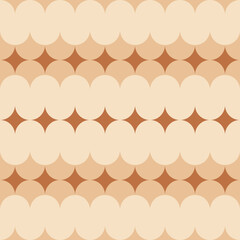 Bezszwowy wzór geometryczny z kołami – beżowy i brązowy, styl retro boho © Monika