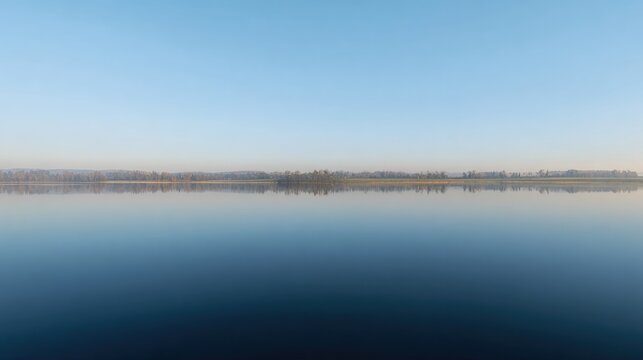 mistreat. A perfectly flat lake mirroring the sky with a seamless horizon. travel magazines, destination branding, designed for outdoor magazines and nature guides and travel destination branding.