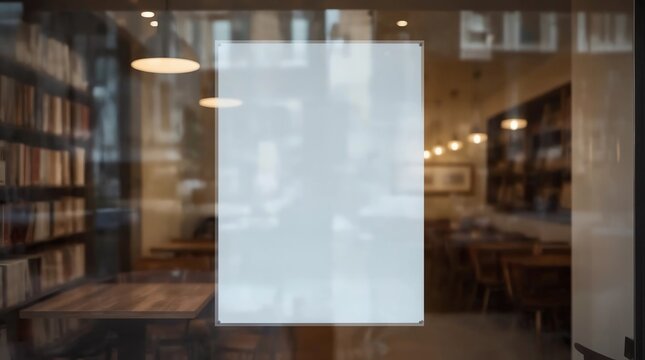 Mockup billboards or white promotion poster displayed on the front of the restaurant, coffee shop Promotion information for marketing announcements and details