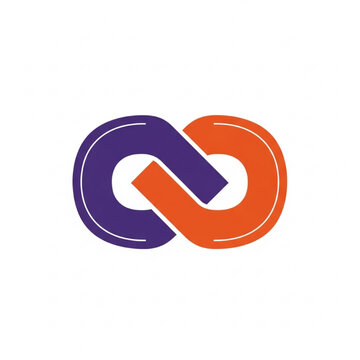Infinity symbol logo design purple orange loop