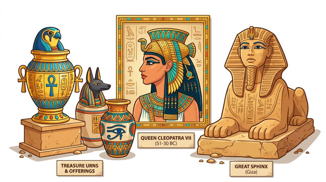 Ancient Egyptian Artifacts and Symbols Collection.
