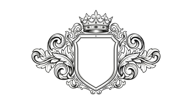 Royal Crown Emblem Blank Shield Crest Vintage Ornament