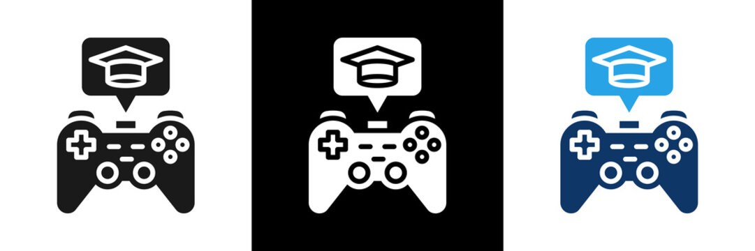 Educational Games Icon Set Glyph Vector Illustration