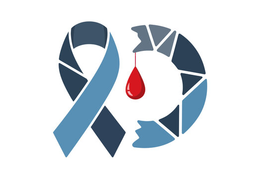Diabetes Awareness Ribbon and Blood Drop Symbol
