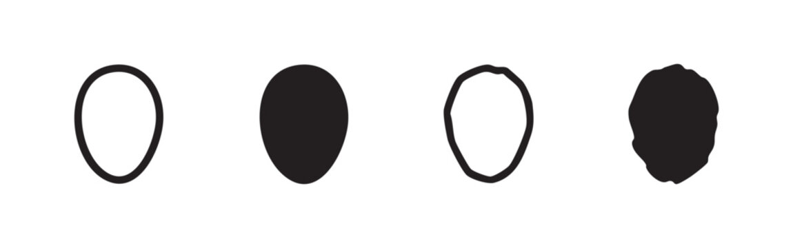 Head Shape and Oval Icon Set Outline Solid and Hand Drawn Sketch Styles