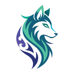 Obraz premium A tribal-inspired-vector-wolf-logo-with-intricate 