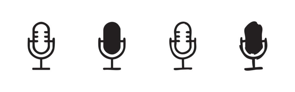 Microphone icons: different styles for recording or broadcasting