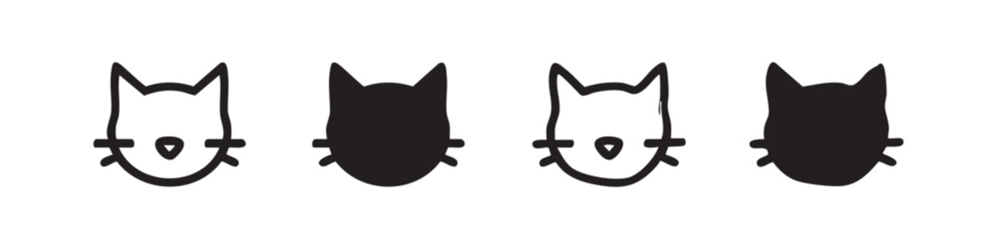 Cat face icons: different styles for feline representation