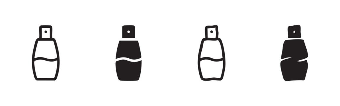 Perfume Spray Bottle Icons Set in Different Styles