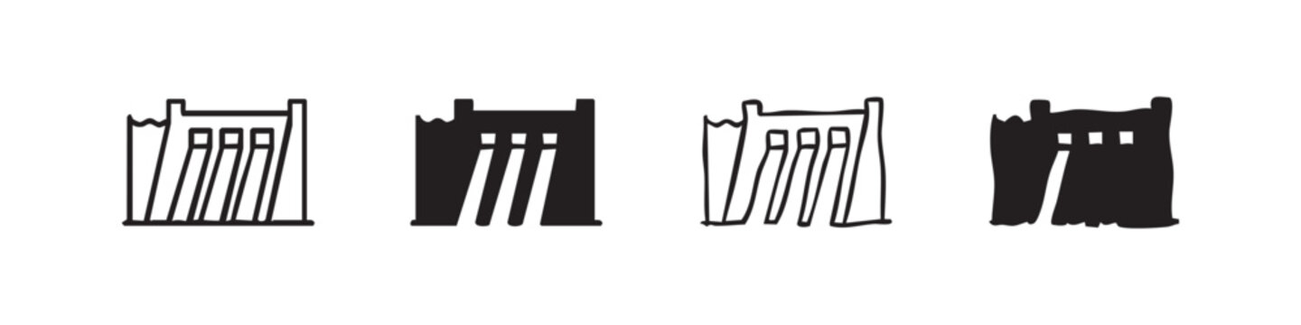 Four book or stack of books icons in different styles, including line art and silhouette