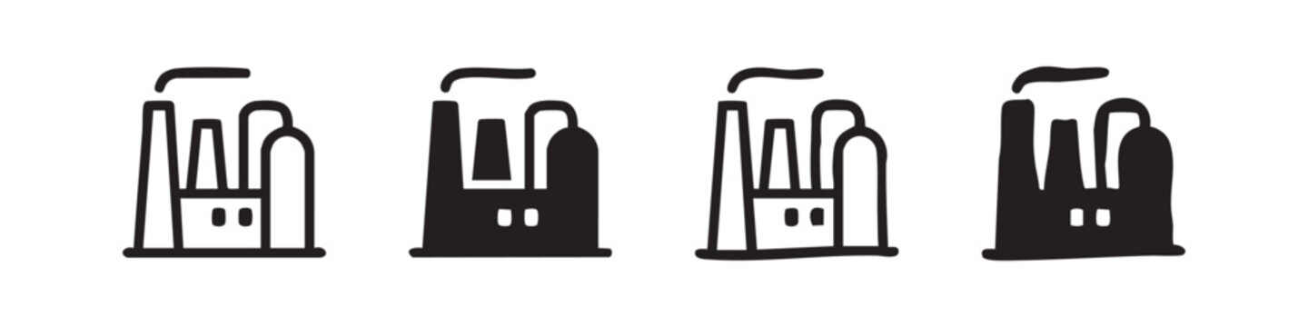 Large Industrial Plant and Refinery Icon Set