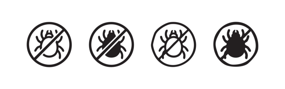 Anti Tick Icon Set, Parasite Prevention and Pest Control Vector