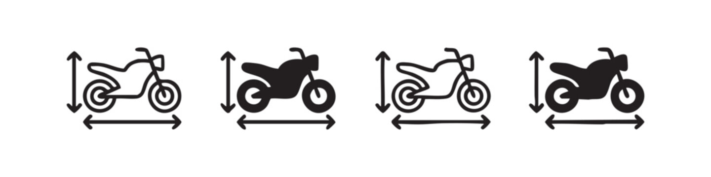 Motorcycle Dimensions and Size Measurement Icon Set