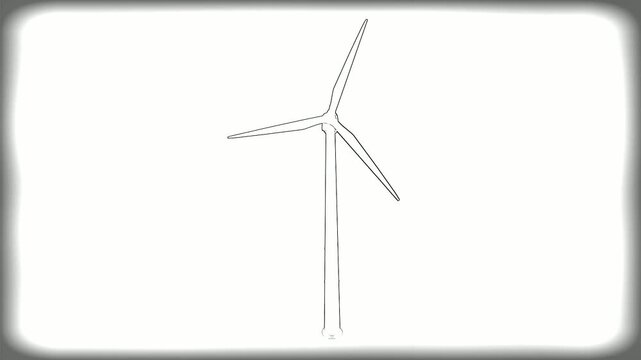 Minimalist wind turbine outline on light gray background