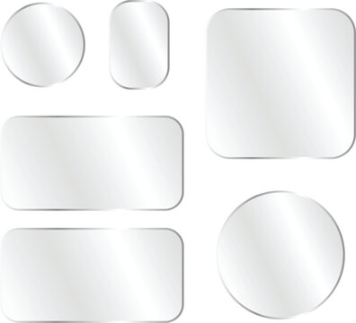Glass effect white labels and tags with shiny silver border for organization and design