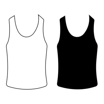 Simple line illustration of a sleeveless top showcasing minimalistic detail on a plain white background