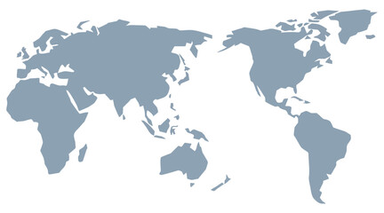 Obraz premium Minimalist flat world map illustration showing all continents in a clean simple style for global business and travel design projects