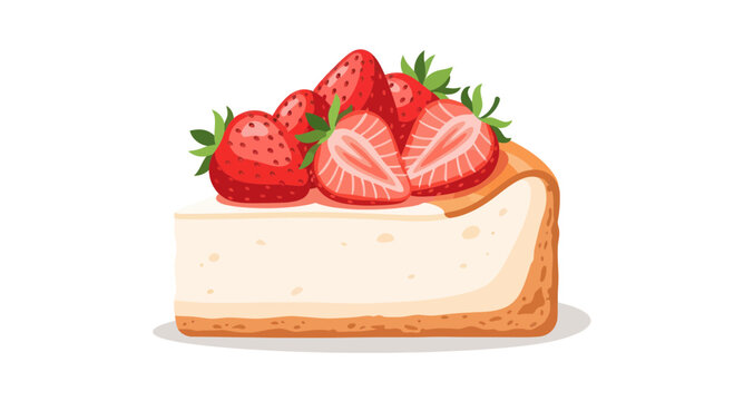 Fresh Strawberry Cheesecake Slice with Creamy Texture and Biscuit Crust