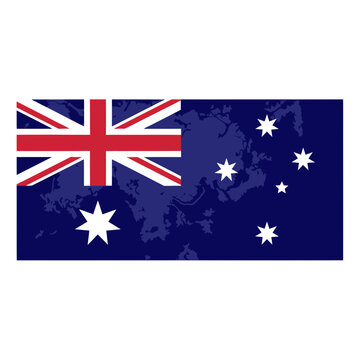 Australian Flag Overlay on World Map Background