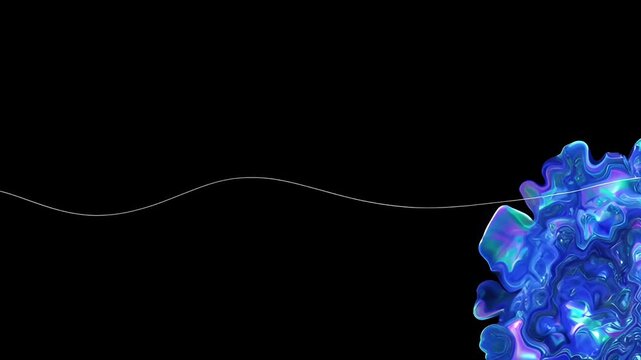 Abstract background glasses refraction dispersion blue neon wave light black background with blue purple liquid form calm modern visual abstracts
