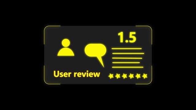 Digital user review interface with star rating and feedback bubble animation rating system digital interface.