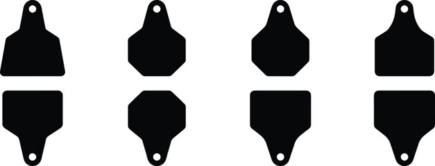 Black silhouette icons of mechanical brake pad components with design variations for automotive parts in vector illustration © MstParvin