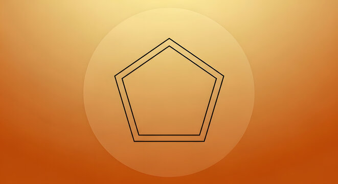 Geometric Shape - A Double Lined Pentagon Icon on a Warm Gradient Background