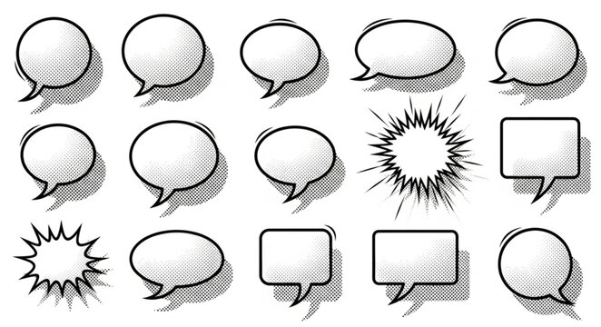 Collection of Hand Drawn Speech Bubbles and Thought Bubbles.