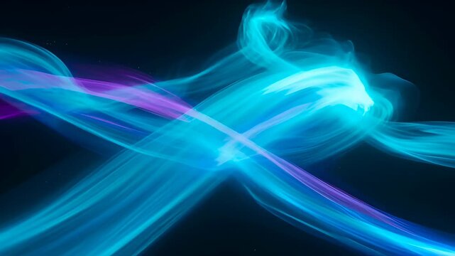 Abstract wave colourful vibrant flowing blue light trail dark background with glowing motion and fluid energy, abstract wave of colourful vibrant flowing light with smooth motion and dark background