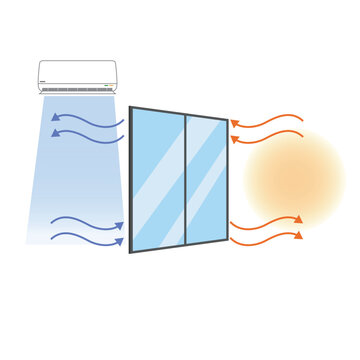Indoor and Outdoor Temperature Difference Illustration Through Window.