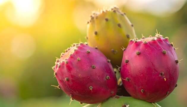 Vibrant prickly pears in natural sunlight