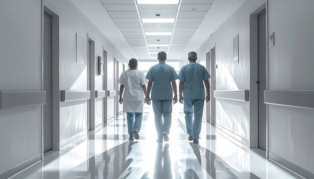 Medical staff walking down a hospital corridor (142)