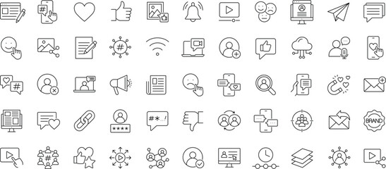 Social Media icon set. Editable line icons. © Mayesa