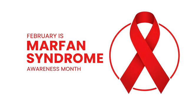 Red awareness ribbon and text for Marfan Syndrome Awareness Month image