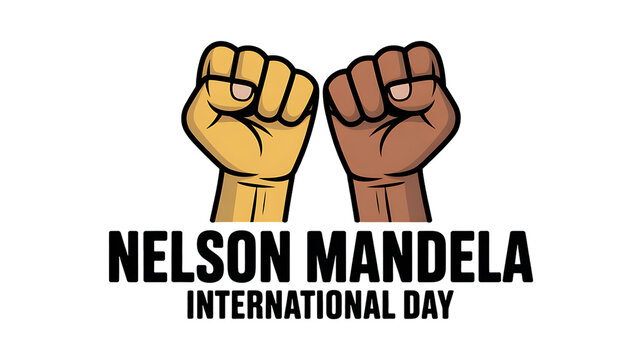 Nelson mandela international day illustration with two raised fists showing unity and equality