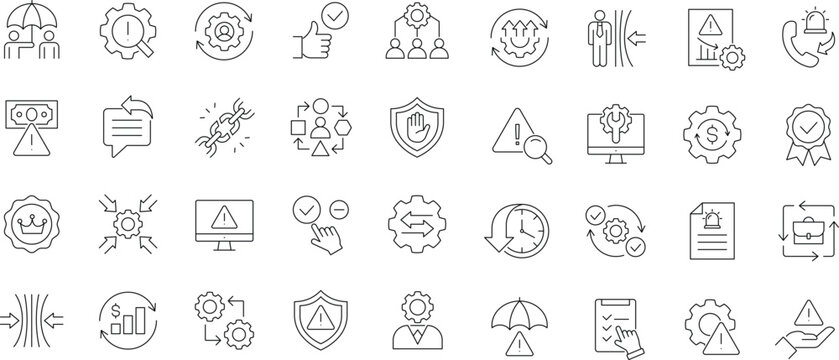Business continuity icon set. Editable line icons.