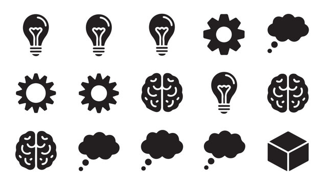 Creative brainstorming and idea generation symbols for team collaboration and business growth.
