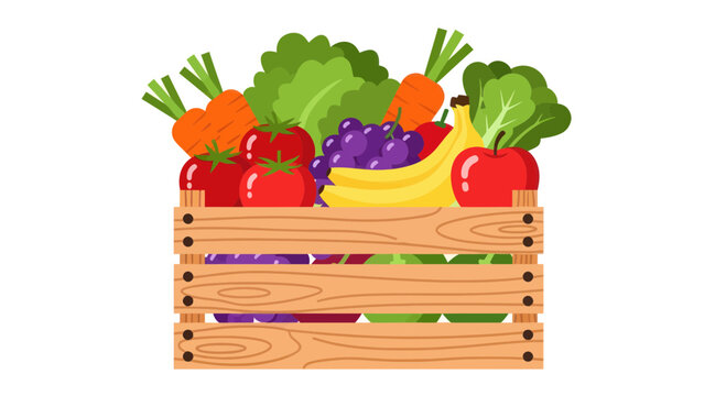 Fresh Produce Crate: Assorted Fruits and Vegetables
