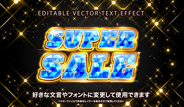 【文字編集可能】 装飾テキストエフェクト。編集可能なグラフィックスタイルテンプレート。SUPER SALE