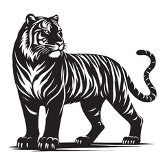 Obraz premium tiger majestic fierce wild animal jungle striped power full hunting roaring endangered carnivore nature safari orange black wild life strength forest beast fast animal fearless animal.