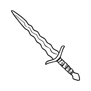 vintage style sketch of an ornamental ceremonial blade