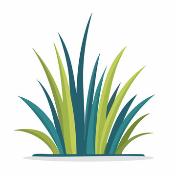 Stylized Illustration of Green and Blue Grass Blades