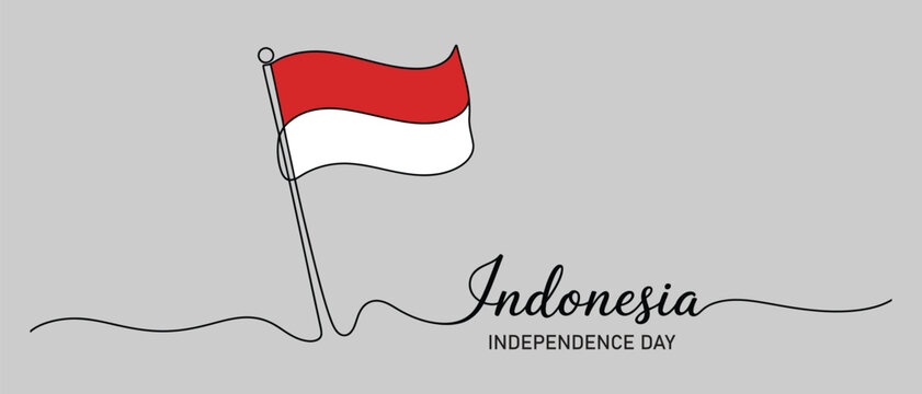 Indonesian flag waving on Independence Day, Vector Illustration