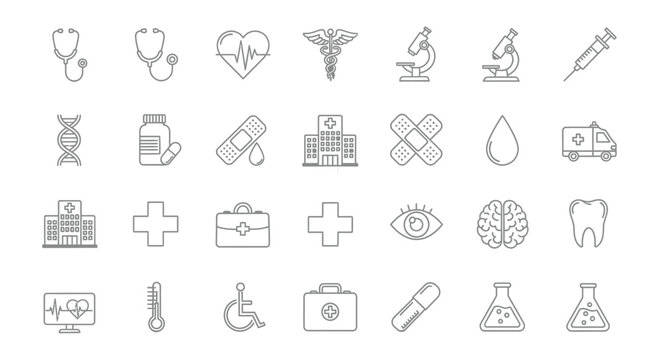 Medical icons and health symbols.