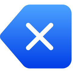 Obraz premium Geometric Blue Backspace Delete Key Symbol For Mobile App Interface
